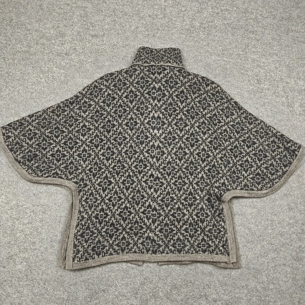 Alpaca Warehouse Poncho Womens Medium Gray Alpaca Knit Button Collared Geometric - Picture 10 of 15